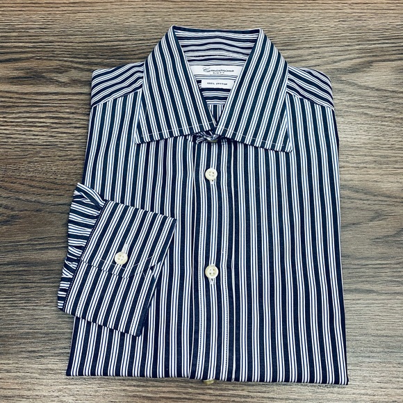 Camicissima Other - Camicissima Navy & White Stripe Slim Shirt 15.5